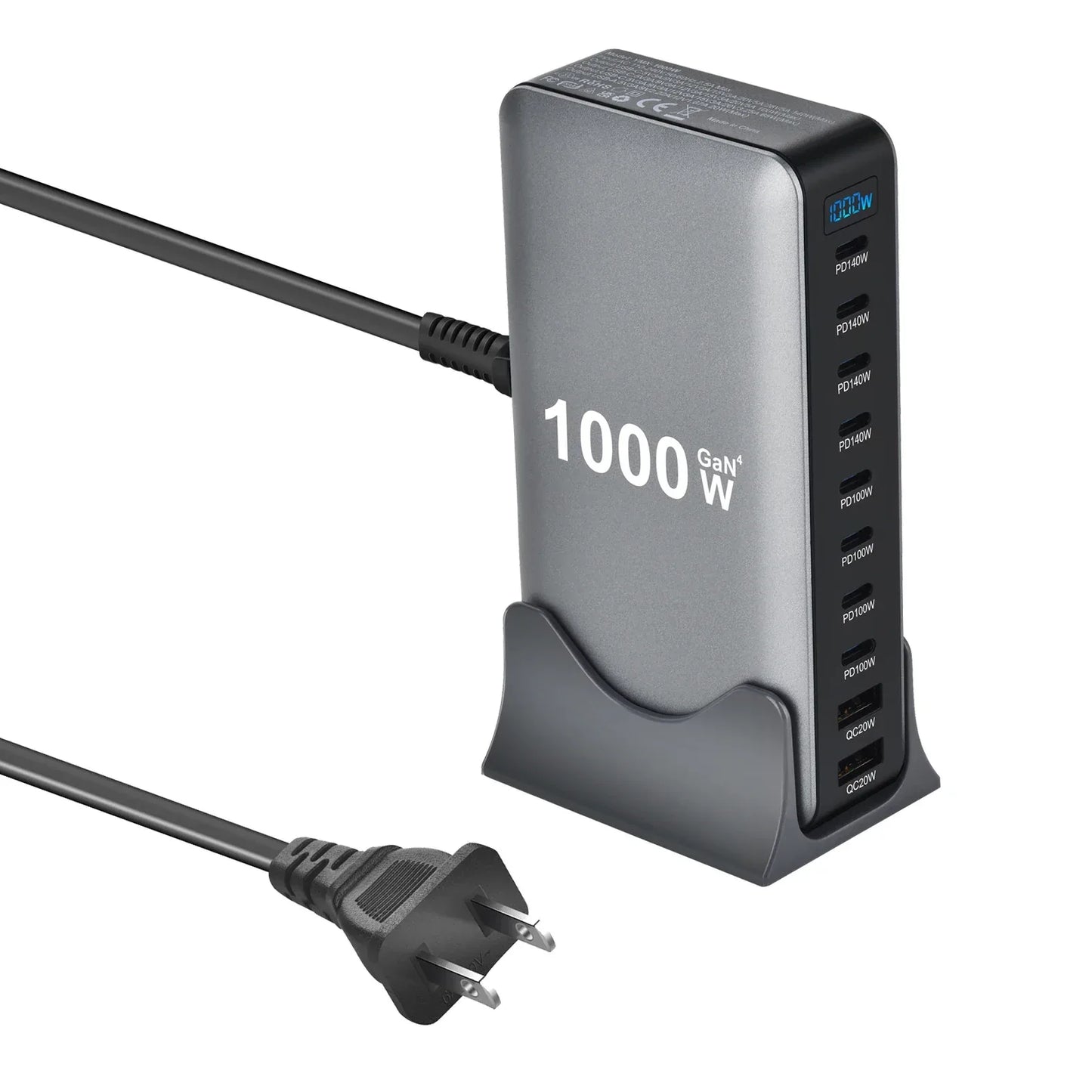 New 1000W GaN USB Type C Charger PD3.1 PPS 10-Port Desktop Fast Charging Station Adapter for Tablets & Mobile Dropshipping