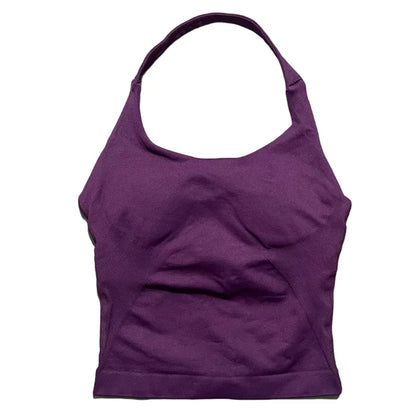 HISTELLO Halter Top Gym Vest Woman Backless Tank Tops Push Up Sport Bras Running Vest Workout Tops Activewear Yoga Clothing