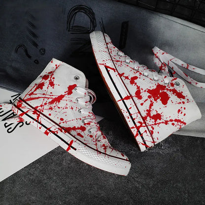 Graffiti Sneakers Men Women Black Ink Dirty Shoes Size 35-44 College Hiphop Style School Couple Shoes 2024 Spring Canvas Sneaker