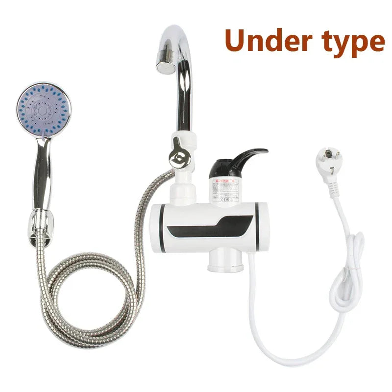 DMWD Electric Instant Hot Water Faucet Stainless Steel Water heater with LED Temperature Display Tankless Tap For Kitchen shower