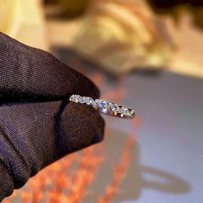 TFGLBU Trendy 1.5mm Moissanite Ring for Women Lab Diamond Matching 100% 925 Sterling Silver Certified Band Wholesale Jewelry