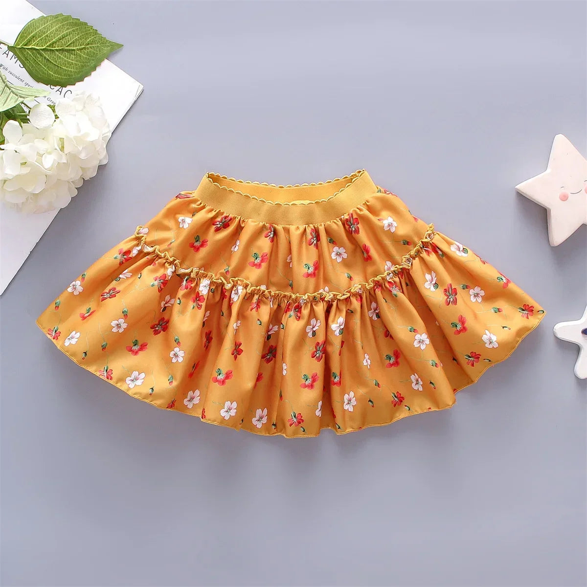 0-3 Year Old Little Girl'S Half Length Skirt  Sweet Small Floral Multi-Layer Chiffon Solid Color Loose A-Line Skirt tutu skirt