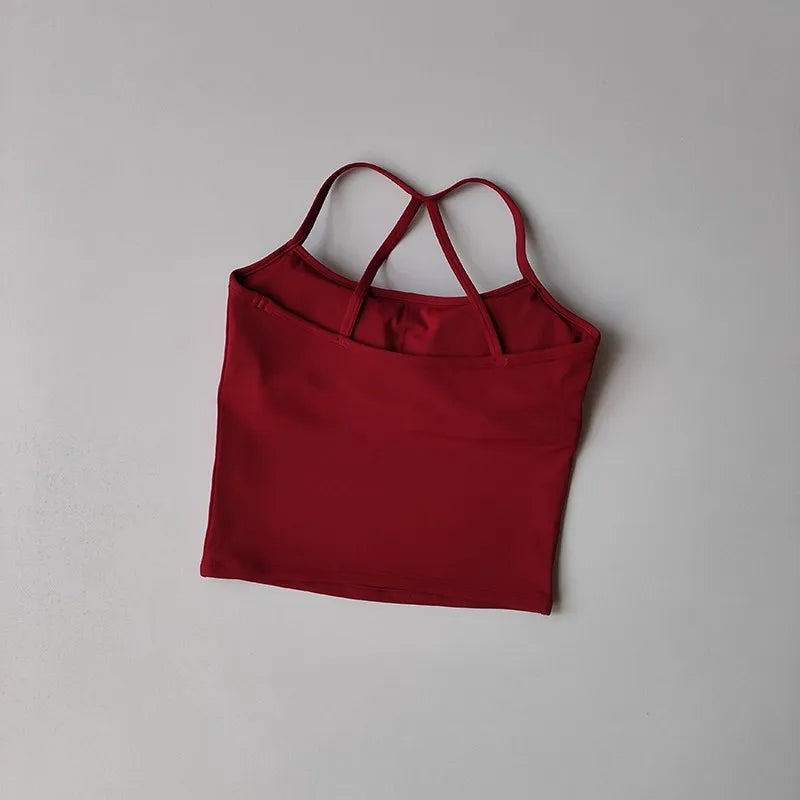 Women's Yoga Sports Fitness Vest, Pilates Running Bra, Thin Belt, Professional Training Underwear, Chest Mat, Fitness Gear