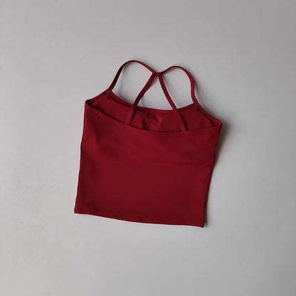 Women's Yoga Sports Fitness Vest, Pilates Running Bra, Thin Belt, Professional Training Underwear, Chest Mat, Fitness Gear