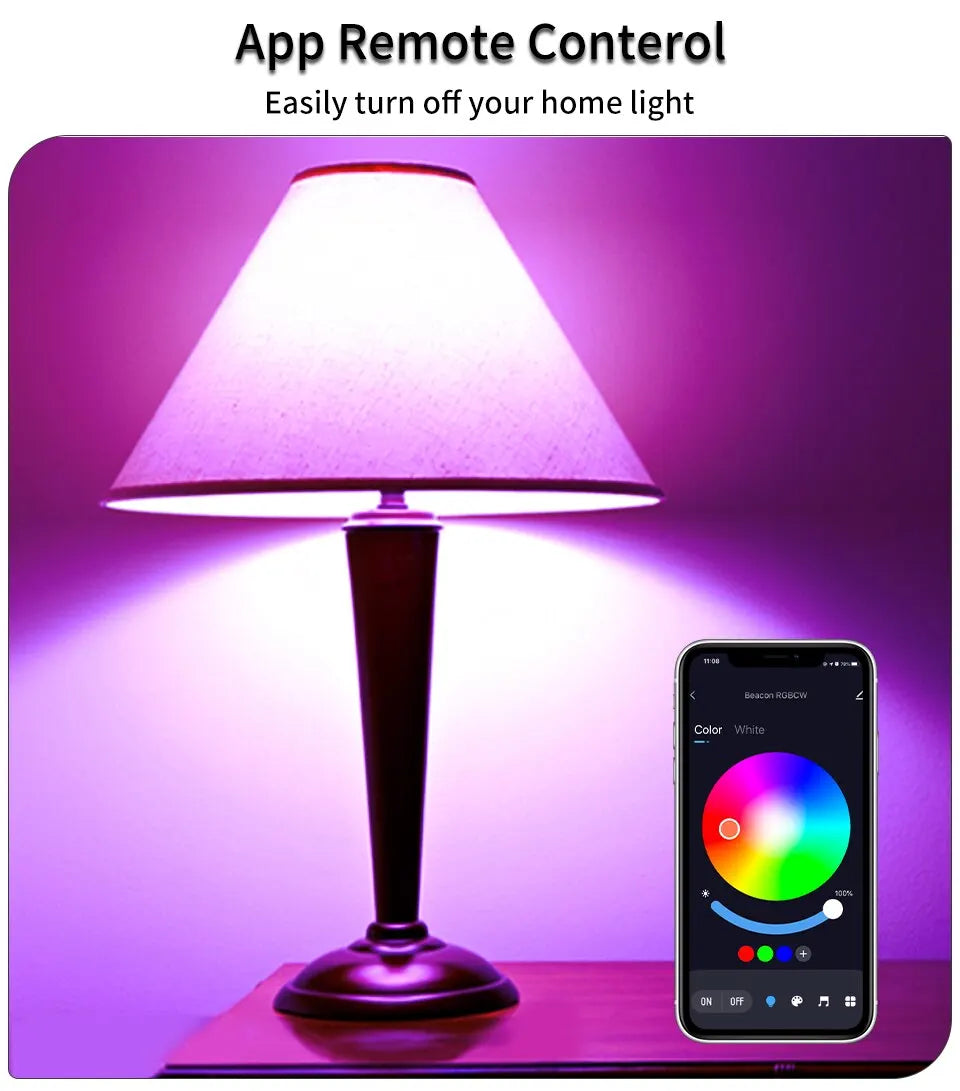Tuya APP Bluetooth Smart WiFi RGB LED Bulbs Music Sync Dimmable Colourful RGB+CCT E27 LED Lamp For Bedroom Party Decor Lighting