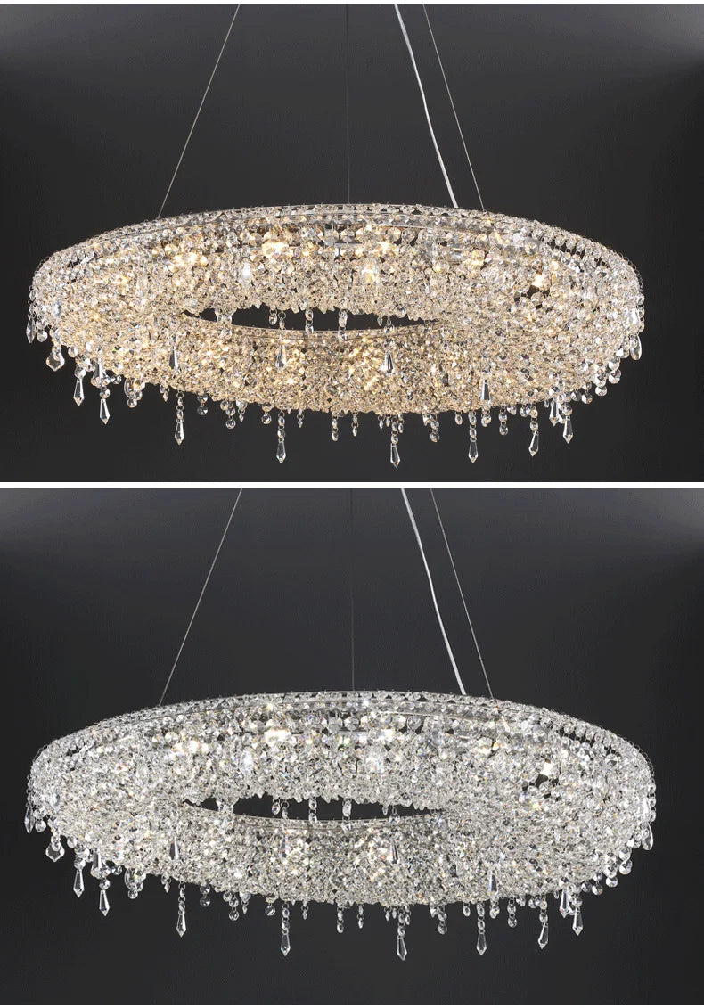 2025 Modern Luxury Round Oval Crystal Chandelier For Living Dining Room Chrome Luster LED Pendant Lights Hotel Duplex Villa Lamp