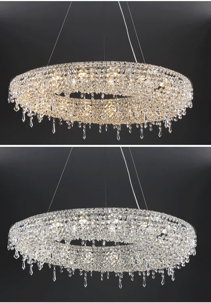 2025 Modern Luxury Round Oval Crystal Chandelier For Living Dining Room Chrome Luster LED Pendant Lights Hotel Duplex Villa Lamp