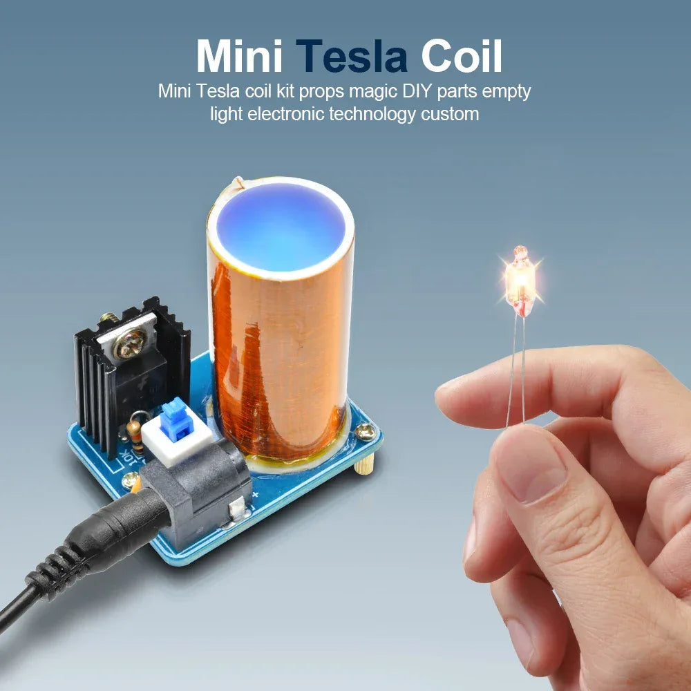 BD243 Mini Tesla Coil DIY Kit 9-12V Tesla Coil Magic Props BD243C DIY Parts Empty Lights Technology Electronics Module