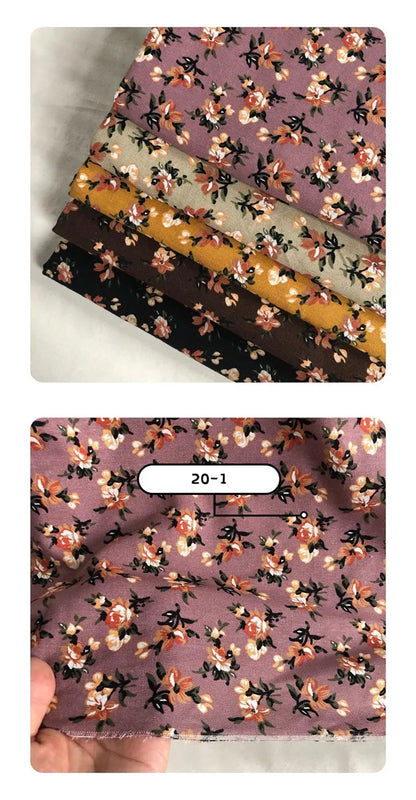145cm Wide Printed Cotton and Linen Fabric Small Floral Patterns Retro Shirt Dress DIY Clothing Sewing Fabric 90% Cotton Content