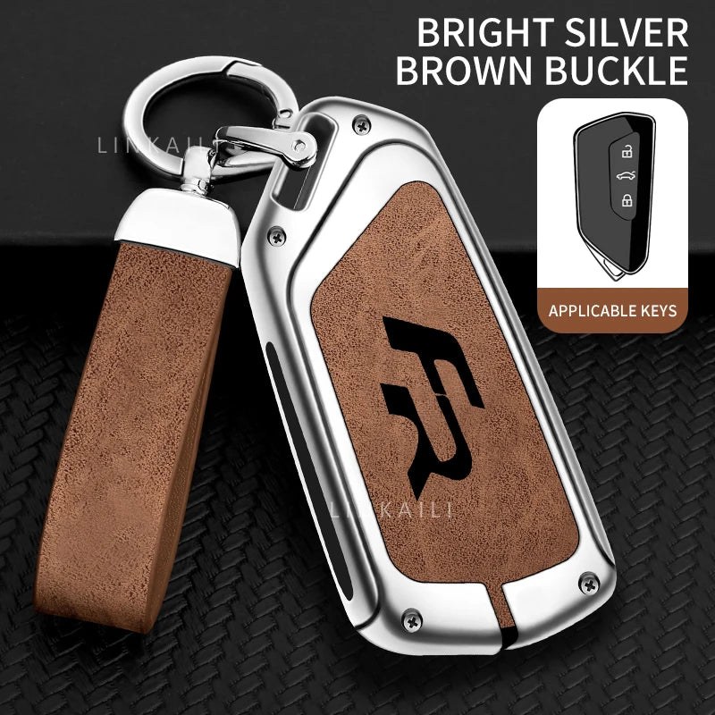 Suitable for Seat Ateca Leon FR 2 Ibiza Zinc Alloy Car Key Cover High-end Leather Car Key Case Auto Accessories