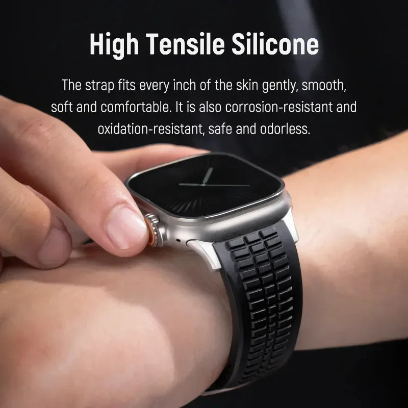 Silicone Band for Apple Watch Ultra 3/2 49mm Strap Men Sport Bracelet for Iwatch 11 10 9 8 7 6 5 Se 46mm 45mm 44mm  Watchband