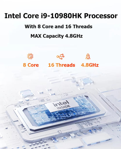 Intel Core i9 10980HK Gaming Mini PC Windows 11 Pro 16GB DDR4 1TB 2TB M.2 SSD UHD Graphics 1000Mbps Ethernet i9 Mini PC Computer