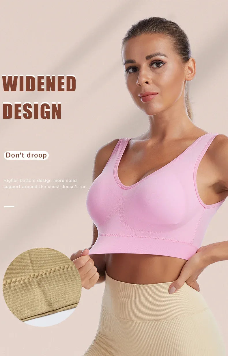 Active Women Bras Sports Plus Size Ladies Yoga Top Underwear Padded Fitness Running Vest Wire Free Brassiere S-4XL