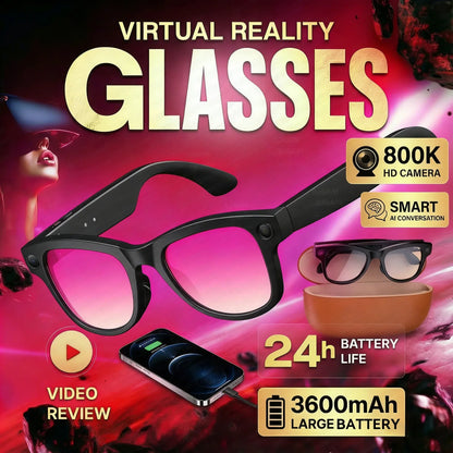 2026 New 800W Camera 3600mAh Portable Charger Smart Glasses 100+language Translation Bluetooth Call Music Player AI Chat Glasses