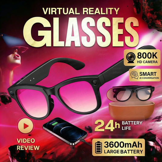 2026 New 800W Camera 3600mAh Portable Charger Smart Glasses 100+language Translation Bluetooth Call Music Player AI Chat Glasses
