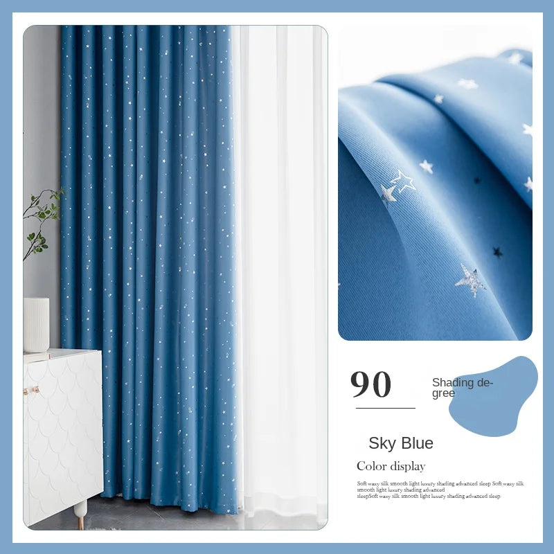 Home Children's Room Blackout Curtain Bedroom Soundproof Drapes Large Area Balcony Bay Window Curtains Modern Living Room Drape