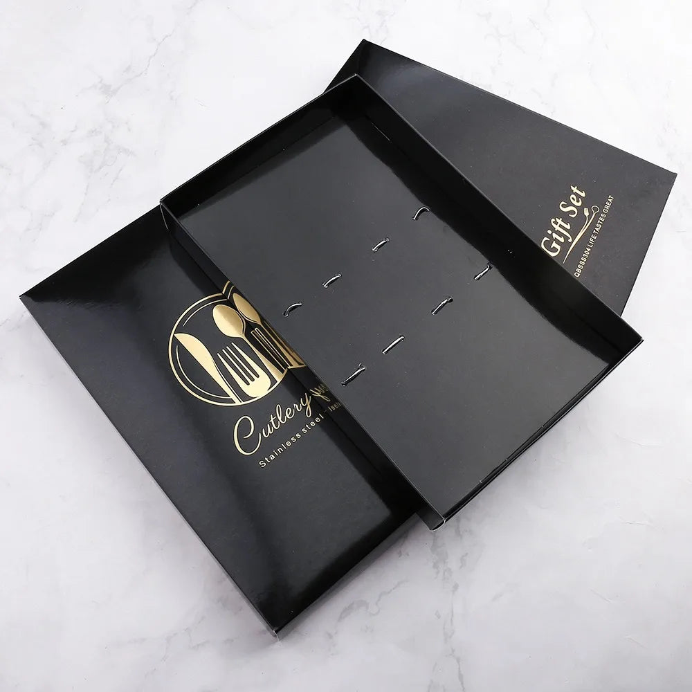 2PC/4PC Cutlery Set Stainless Steel Glossy Titanium Black Gold Cutlery Knife Fork Spoon Tea Spoon Set Kitchen Accessories