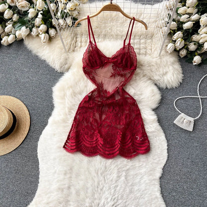 Woman Plus Size Sexy V-Neck Strap Dress Lace Trim Slim Short Dress Women Fashion Comfortable Dress Party Hotsweet