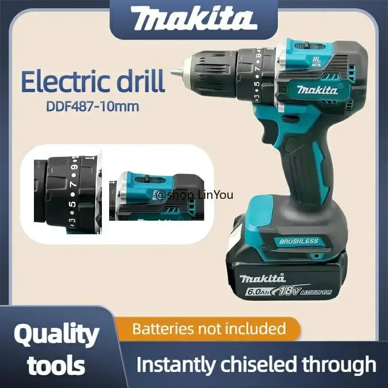 Makita DDF487 18V 10mm Brushless Cordless Drill Driver, Original 2-in-1 Drill & Screwdriver Tool (Batteries Not Included)