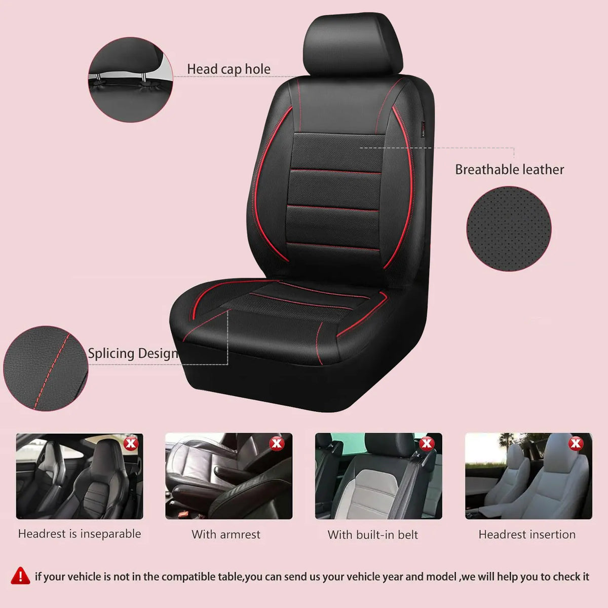 Universal Leather Car Seat Covers Simple Style Breathable 5 Seat Car Seat Cover by PDG ibma