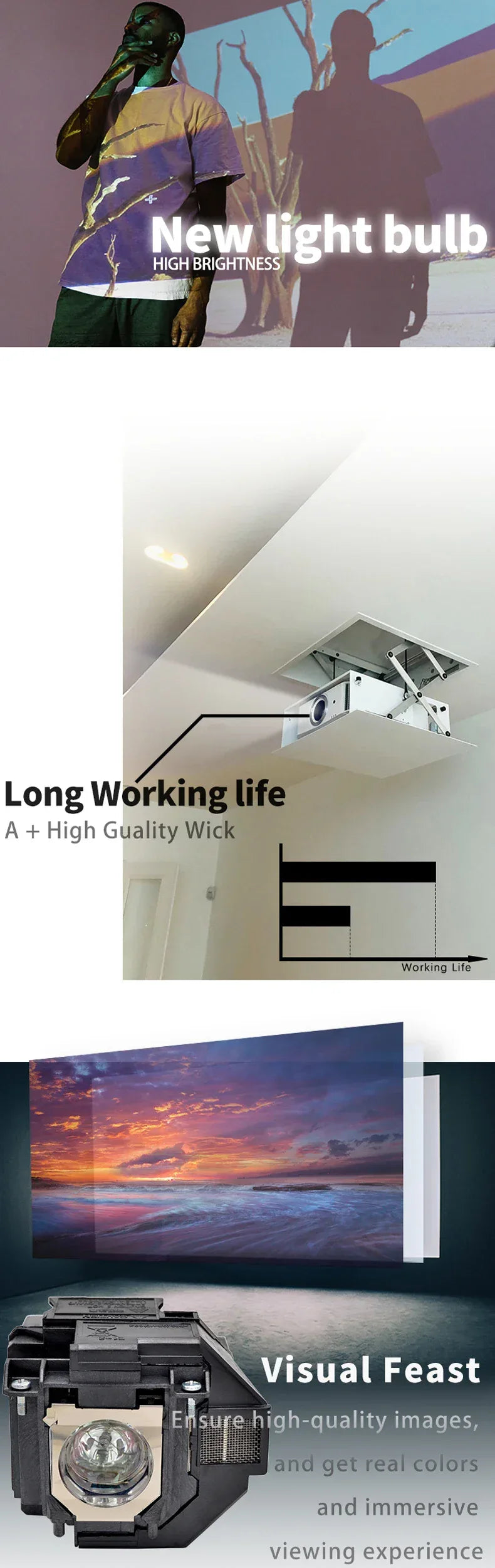 ELPLP49 projector light with casing, suitable for Epson EH-TW2800/EH-TW2900/EH-TW3000/EH-TW3200/EH-TW3500/EH-TW3600/EH-TW3800