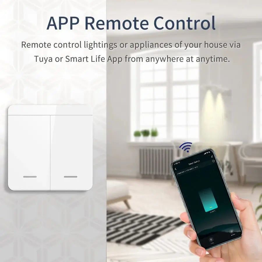 Tuya WIFI Switch 433MHz Smart Home Automation Relay Module 1/2/3 Gang Wireless Wall Switch Home Control Works with Alexa Google