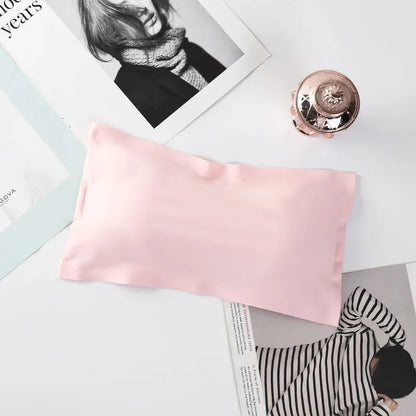 1-Piece Adolescent Girls Stretch Strapless Bras Ice Silk Seamless Bandeau Breast Care Cup Young Girls Soft Wraps Crop Tube Tops