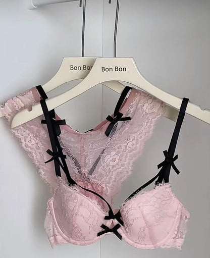 MOYISU Push Up Bra Set 32-38 AB SL French Lace Underwire Luxury Bow Bralette Allure Support Breathable Comfort Summer Flash Sale
