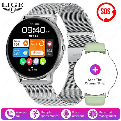 LIGE Smart Watch Women 1.39'' Full Touch Screen Custom Dials Wristwatch Bluetooth Call Blood Oxygen Monitor Sport Smartwatch Men