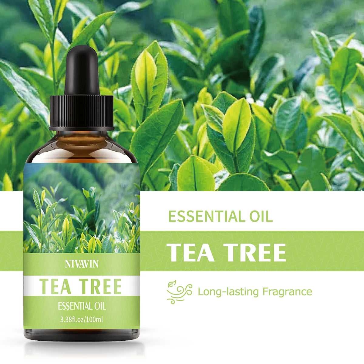30ml/60ml/100ml tea tree essential oil is suitable for facial hydration, moisturizing, hair care, skin care, and perfume making