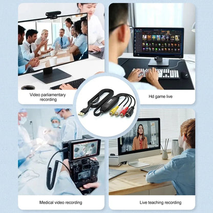 RCA AV To USB 2.0 Video Capture Card Old VHS TV DVD VCR to Digital Files Adapter for Laptop Desktop PC Support OBS