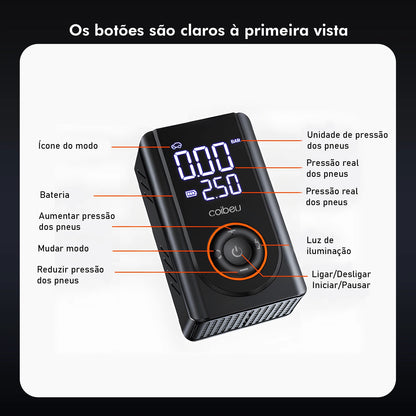 60W Wireless Portable Inflation Pump, 1800mAh Dual Battery, 5 Modes (Car/Bicycle/Motorcycle), LED, Auto Shut-Off, Type-C