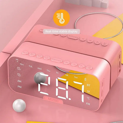 5-in-1 Digital Table Calendar LED Digital Display Sleep Timer Small Digital Clock Bluetooth with Mirror Electronic Alarm Clock