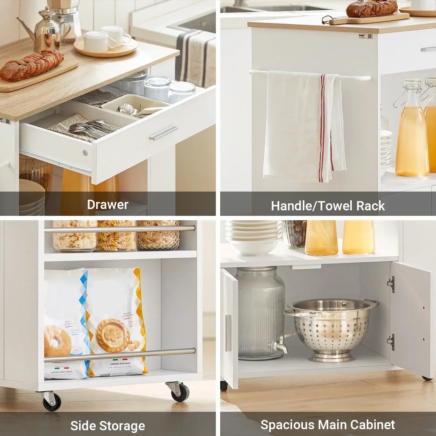 SoBuy FKW113 serving trolley kitchen cart narrow kitchen island on wheels microwave wardrobe trolley for kitchen
