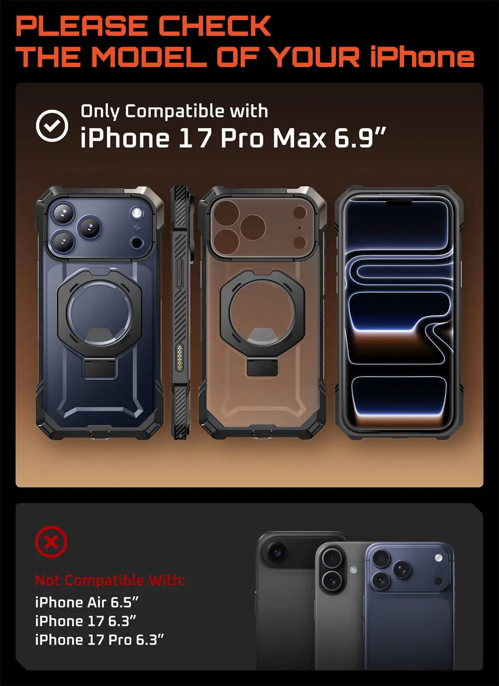 SUPCASE For iPhone 17 Pro Max Case with Camera Control Capture Button UB Grip Heavy Duty Rugged Magnetic Phone Case with Stand