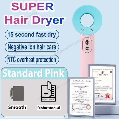 1600W Professinal Leafless Hair Dryer Negative Ion Hair Care Hairdryer Home Powerful Blow dryer Styling Toos Gift For Women