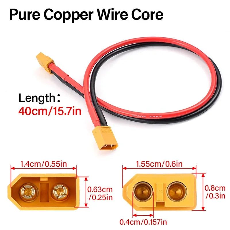 XT60 12AWG Parallel Battery Connector XT60Male/Female Cable Dual Extension 40CM/60CM Silicone Wire for RC Battery Motor