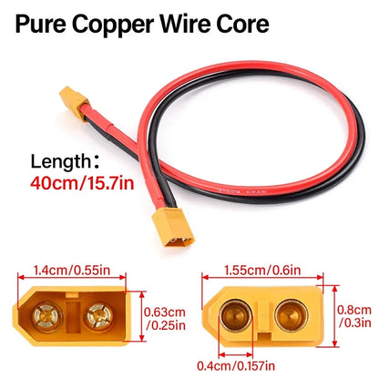 XT60 12AWG Parallel Battery Connector XT60Male/Female Cable Dual Extension 40CM/60CM Silicone Wire for RC Battery Motor