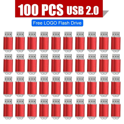 100PCS USB 2.0 Pendrive 128GB 64GB 32GB 16GB 8GB USB Flash Drive 4GB 2GB Free Laser Logo 2.0 USB Flash Drive Stick Best Gift