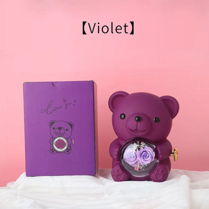 Cute Teddy Bear Design Jewelry Box for Girlfriend, Wife, Mother's Day, Birthday, Valentine's Day Surprise Heart Necklace