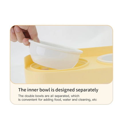 Pet Cat Double Bowl Feeder, Adjustable Height Cat and Dog Water Dispenser, Elevate Feeding Kitten Supplies