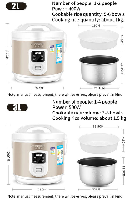 Peskoe Mini Rice Cooker Non-Stick Surface Old-Fashioned 1-2-3 Person Multi-Function Household Cooking Appliance 2L 3L 4L 5L