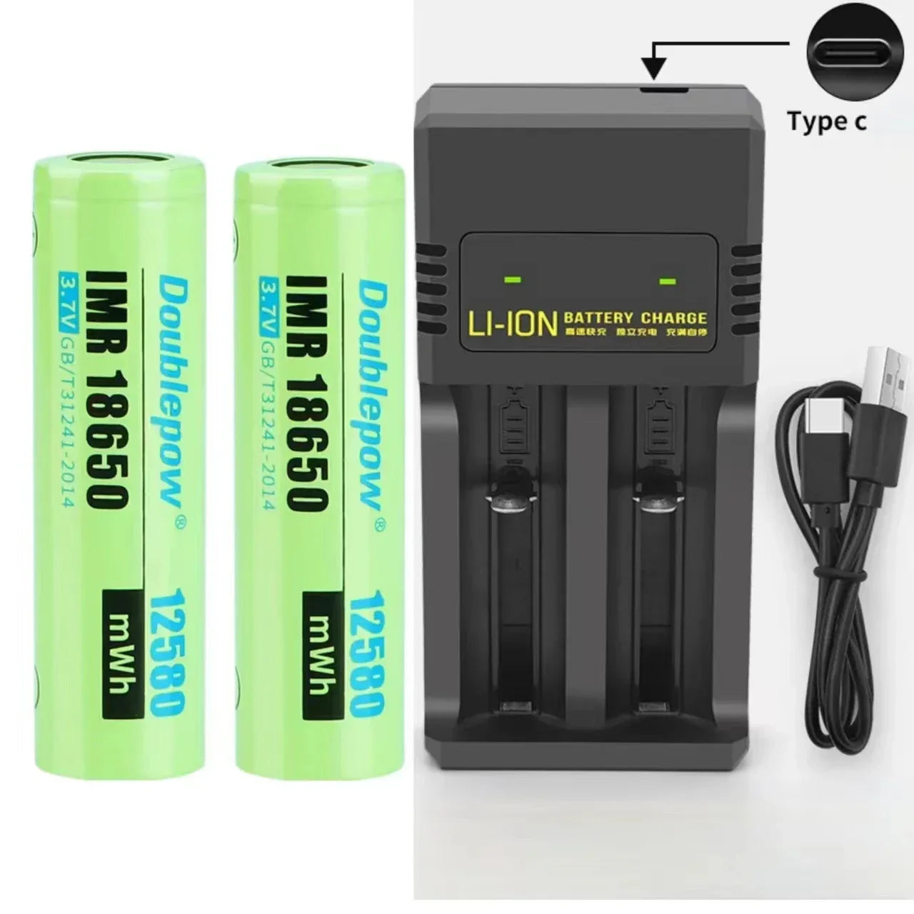 2pcs/lot 18650 rechargeable battery 12950mwh 3.7V lithium battery with 2 slot multi-function charger