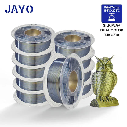 JAYO 10Rolls SILK PLA+ 3D Filament 1.75mm SILK PLA Rainbow  Filament for FDM 3D Printer SILK Dual & Triple 3D Printing Materials