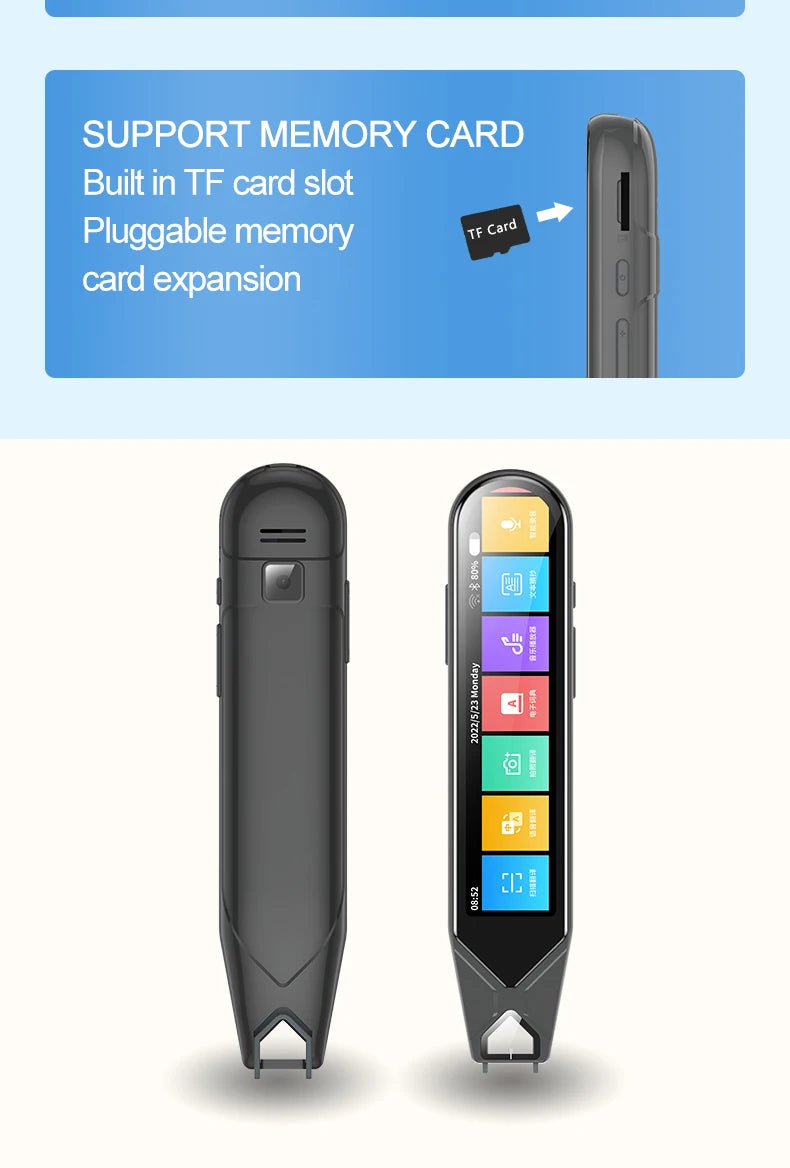 MD08 Smart Voice Translator 5.0" Screen Dictionary Translation Pen Scanner Text Scanning Translator 116 Languages for Learning