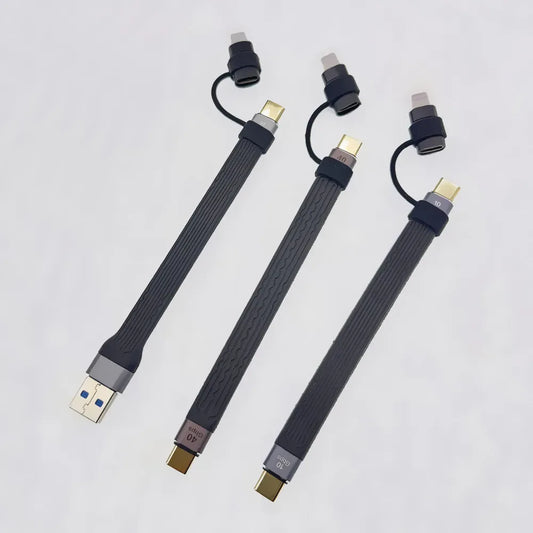 USB3.1 10Gbps Short Cable 2 in 1 PD 100W USB to Type C Converter Fast Charging Adapter Cord USB4 40Gbps Cable for SSD Power Bank