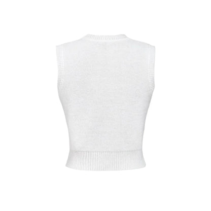 HLJ&GG White Knit Letter Fashion Y2K Outfits Women O Neck Sleeveless Slim Crop Top + Lace Plaid Shorts Two Piece Sets Streetwear