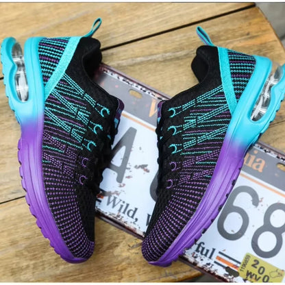 Women's Knitted Running Shoes Colorful Design Breathable Mesh Comfortable Bright Colors Shoes Outdoor Fitness Jogging Walking