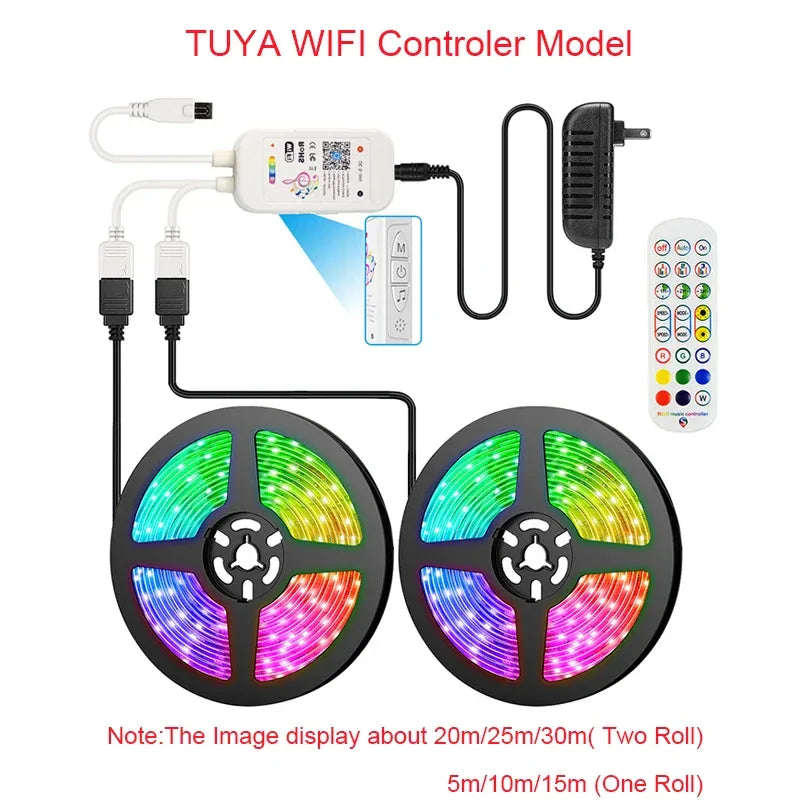 RGB Led Lights Strip Wifi Bluetooth Adhesive Led Tape Rgb 5050 Led Strips For Bedroom Party Lights Wall Room Decoration