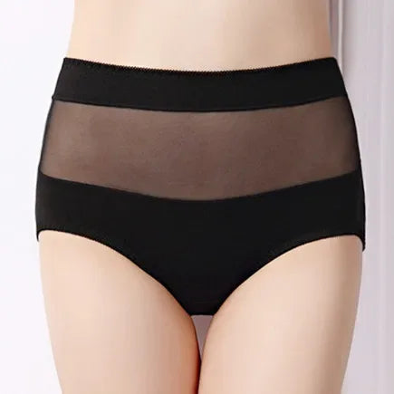 Large Size 110 Kg Triangle Underwear Women's Mesh High Waist Hip Fat Transparent Sexy Lingerie